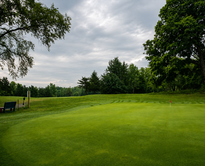 Tranquil golf course under cloudy skies
